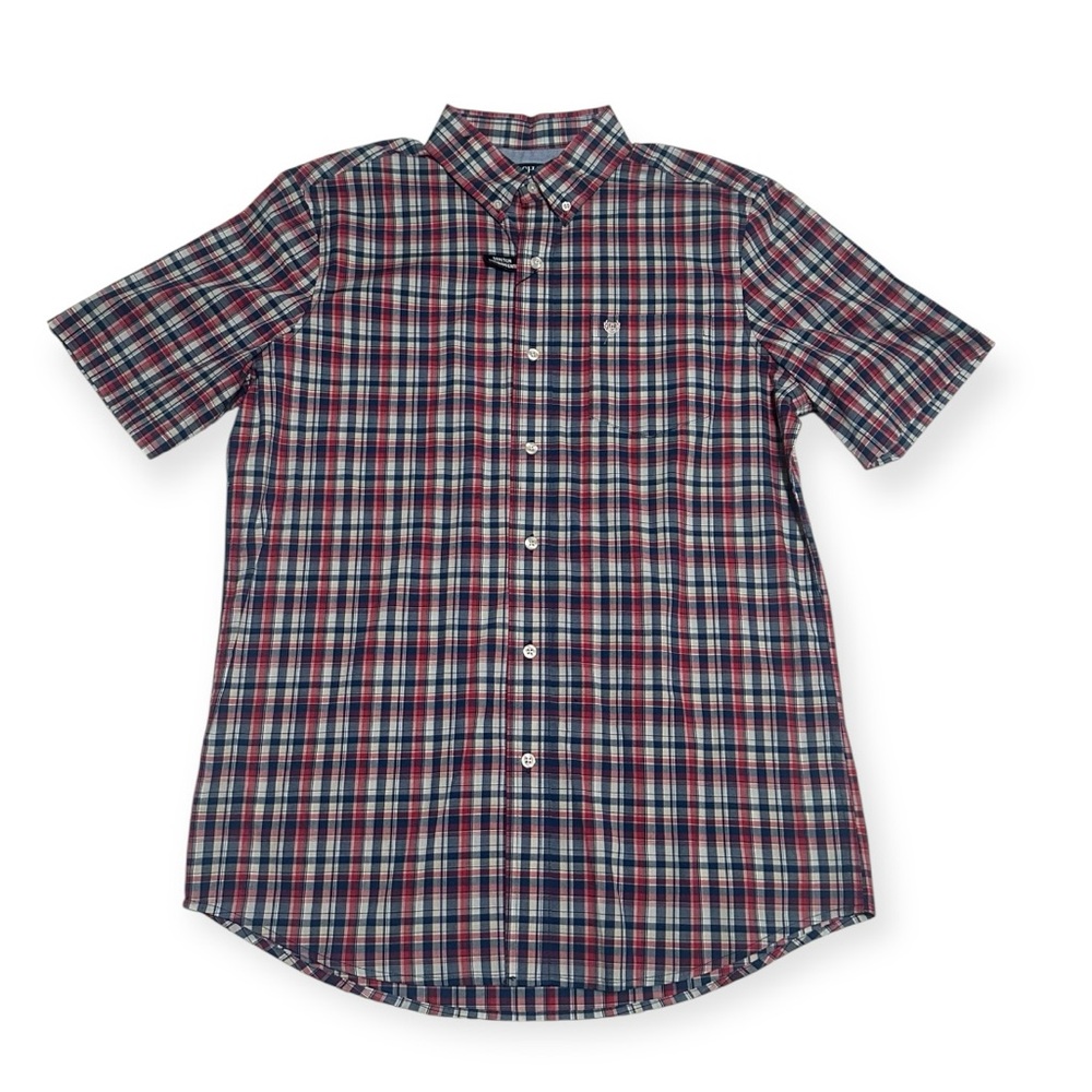Men’s Champion Button Down Red & Blue Polo Shirt